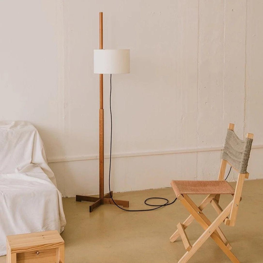 Jex Wood Fabric Floor Lamp-Neutral Decor