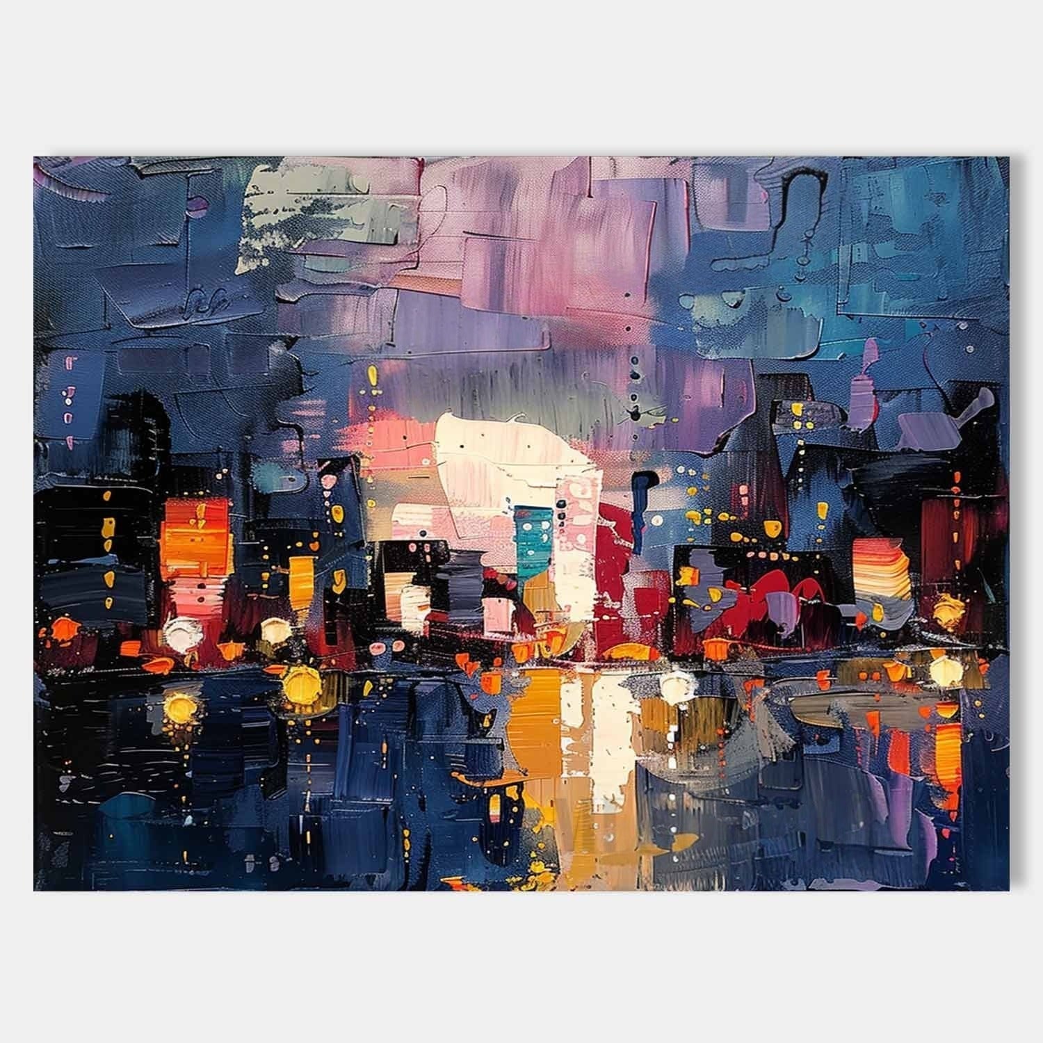 Wall Art Colorful Abstract Night Cityscape Modern - Neutralighting