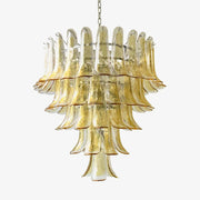 Aurora Chandelier Amber Petals Murano Glass Layered Lotus-Neutral Decor