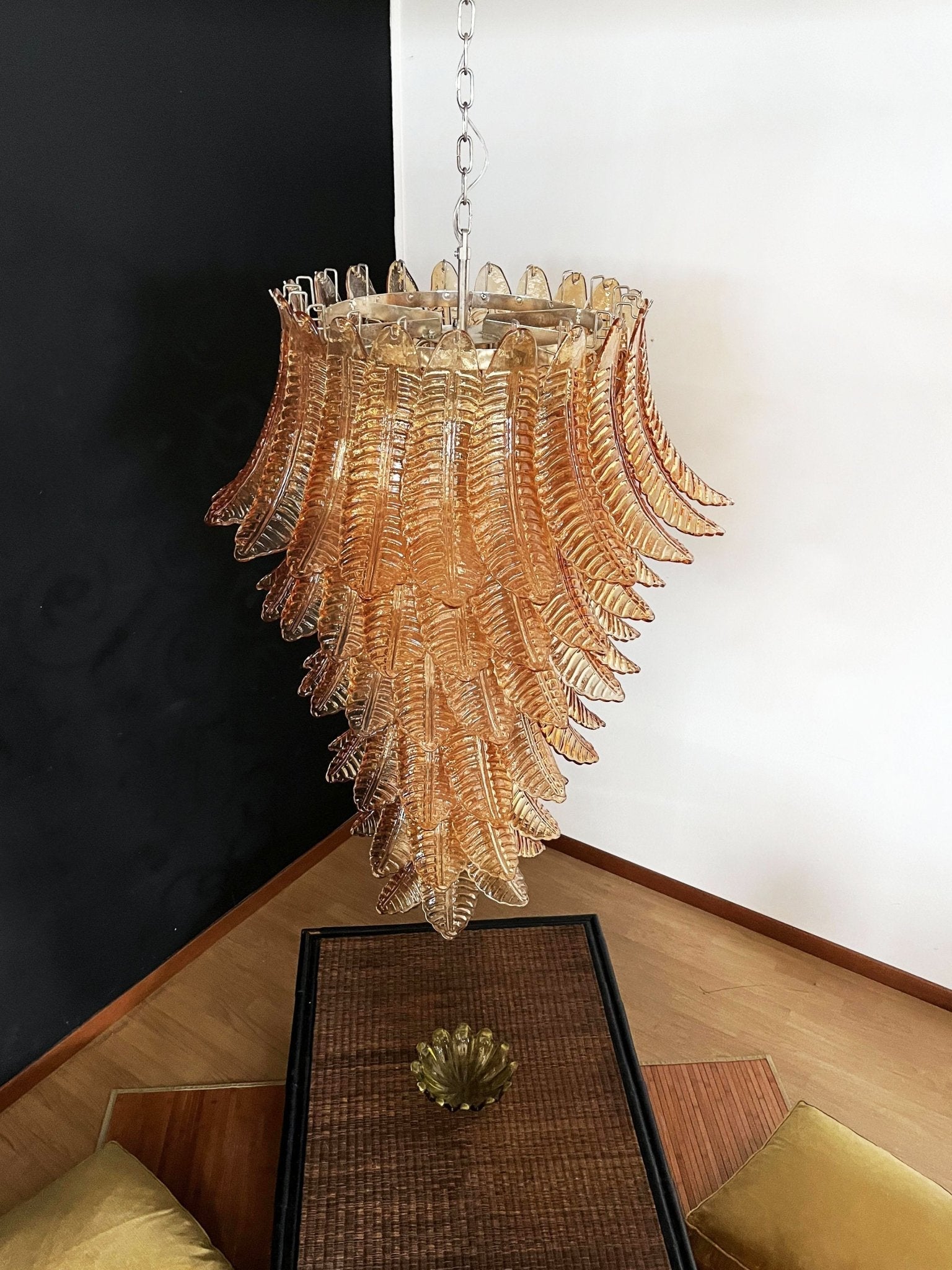 Aurora Chandelier Amber Glass Leaf Layered Statement Artistic-Neutral Decor