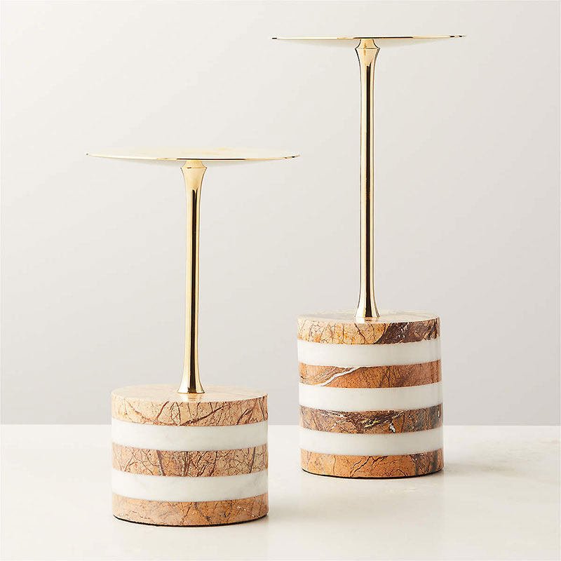 Strata Rise Marble Candle Holder-Neutral Decor