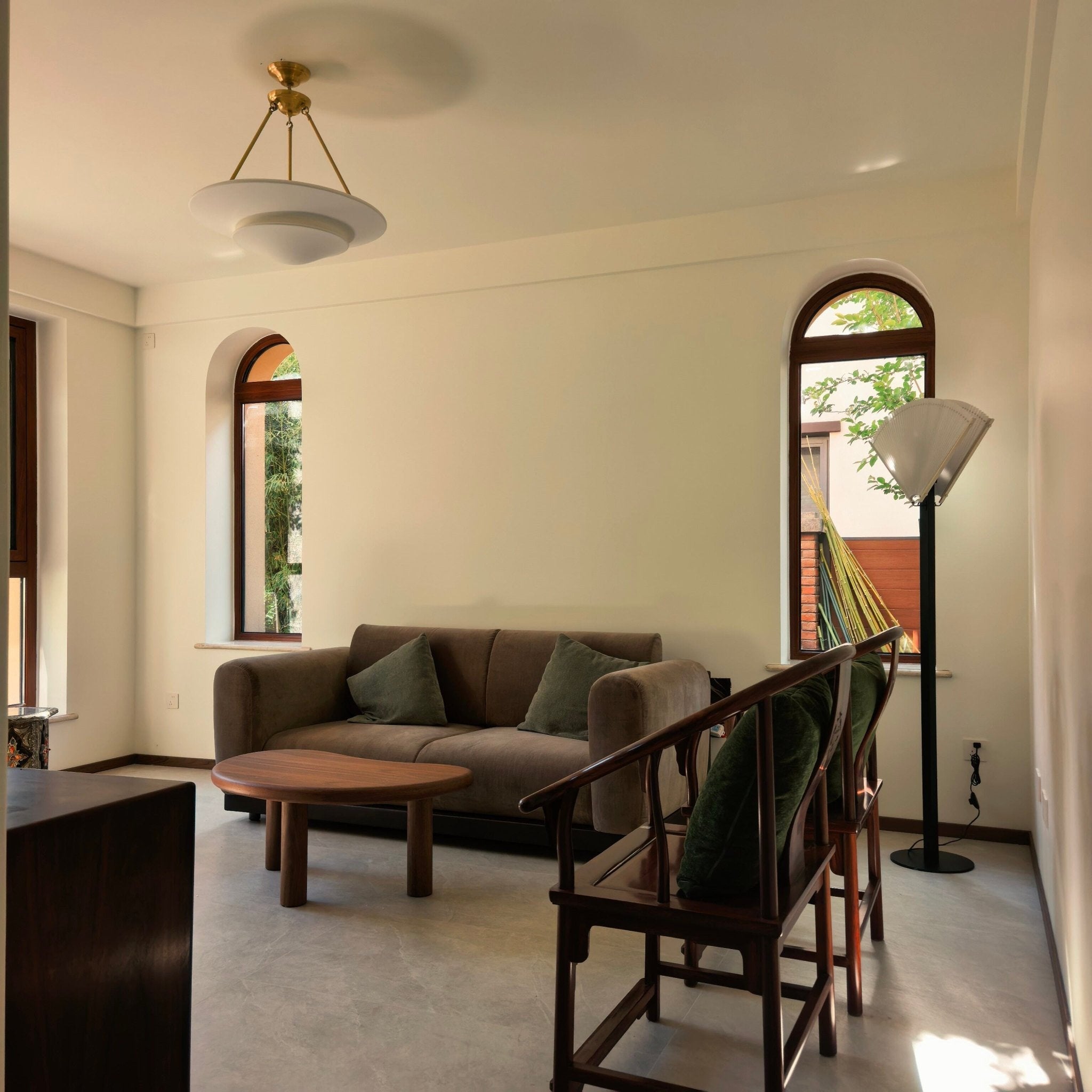 Pleated Fan Floor Lamp-Neutral Decor