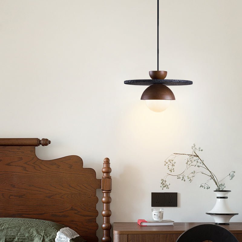 Ezra Orbit Black Travertine Pendant Lamp-Neutral Decor