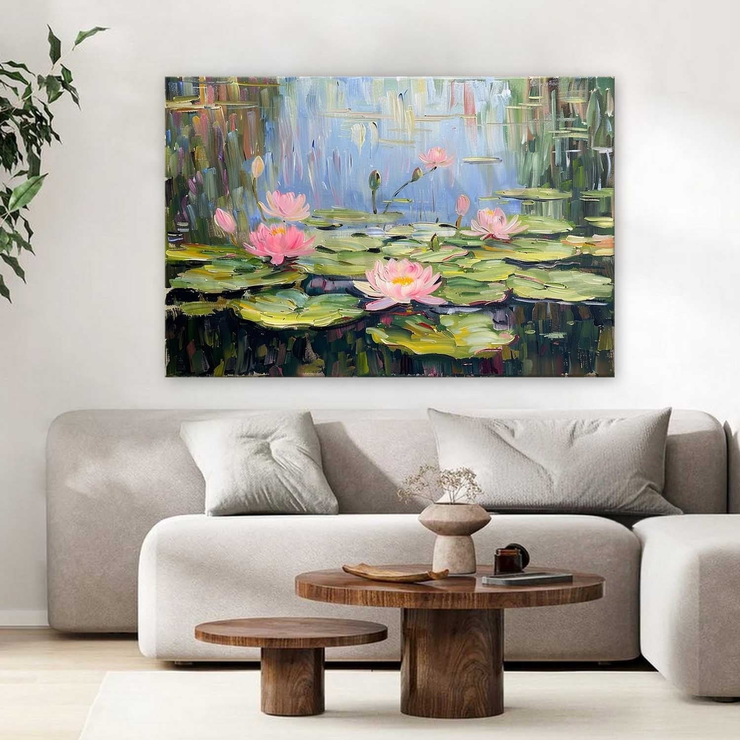 Wall Art Landscape Gradient Floral Lotus Serene - Neutralighting