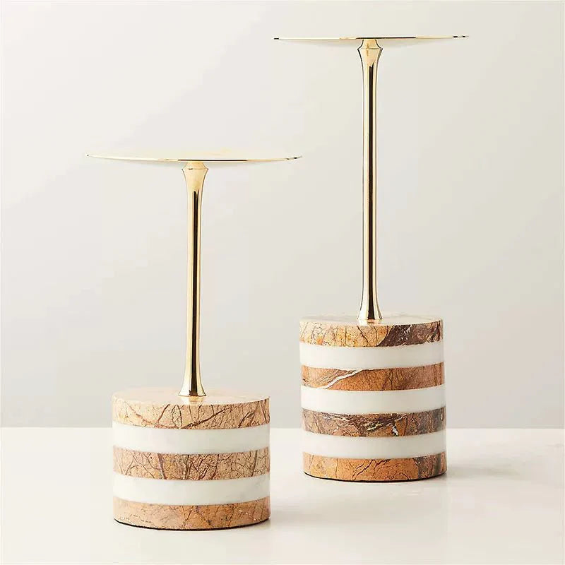 Strata Rise Marble Candle Holder-Neutral Decor