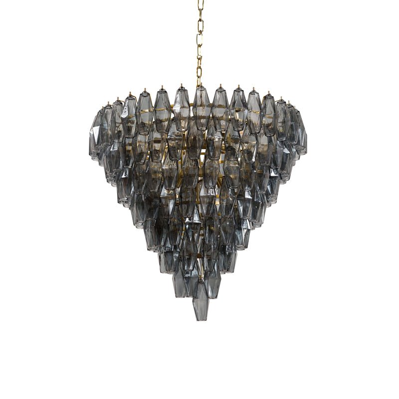 Aurora Chandelier Pink Faceted Glass Layered Vintage-Neutral Decor