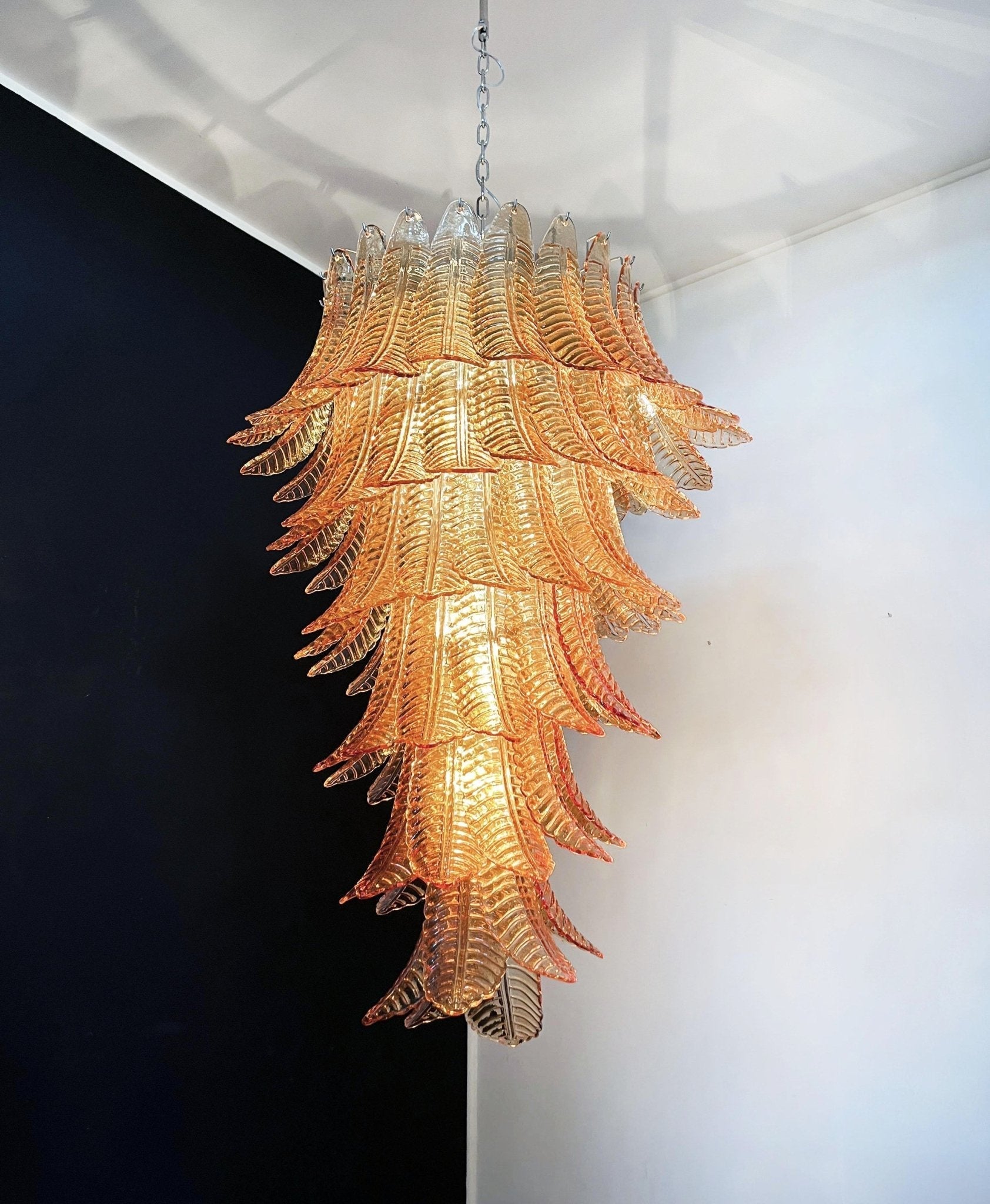 Aurora Chandelier Amber Glass Leaf Layered Statement Artistic-Neutral Decor
