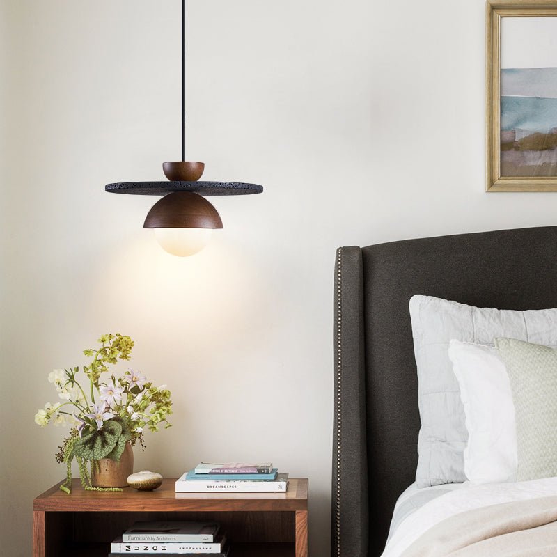 Ezra Orbit Black Travertine Pendant Lamp-Neutral Decor