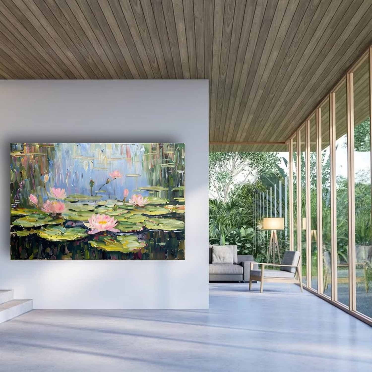 Wall Art Landscape Gradient Floral Lotus Serene - Neutralighting