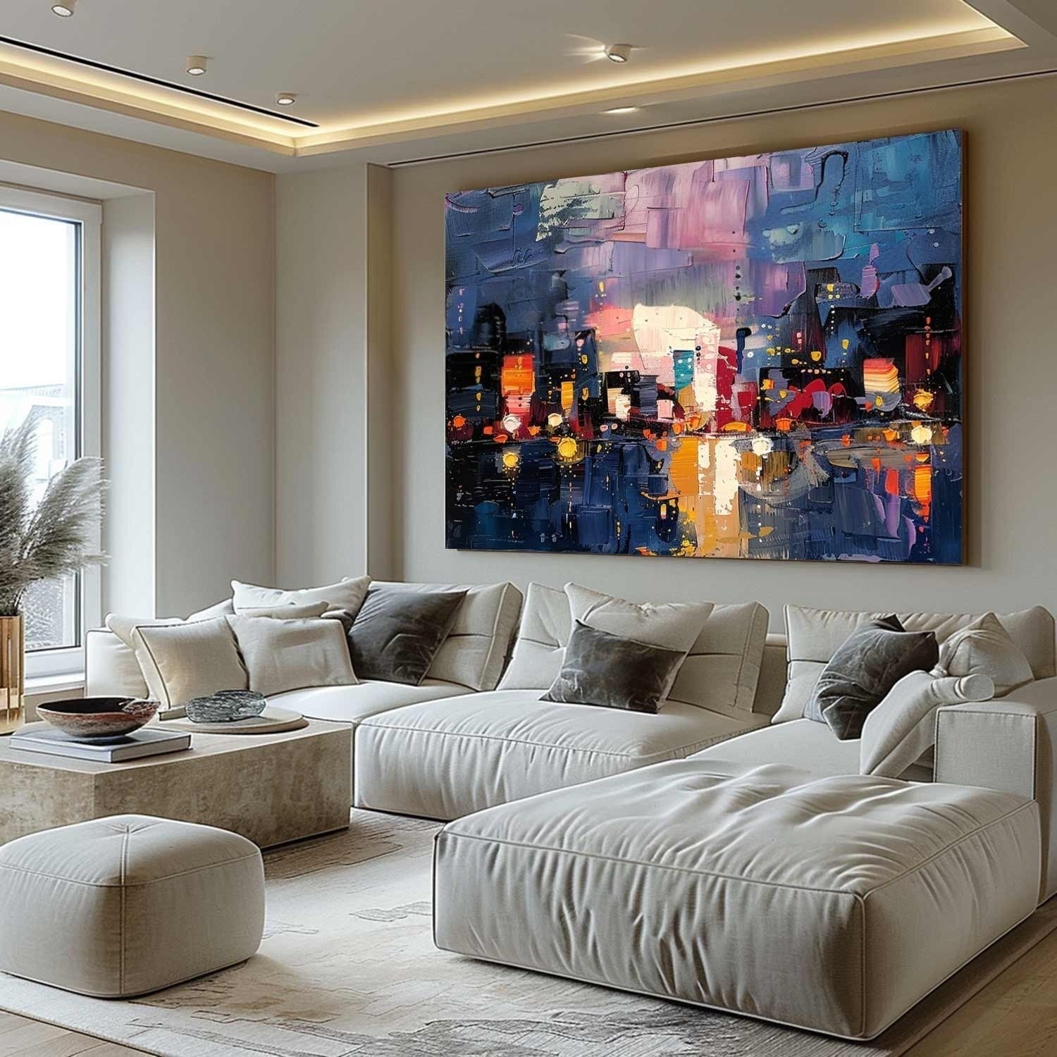 Wall Art Colorful Abstract Night Cityscape Modern - Neutralighting