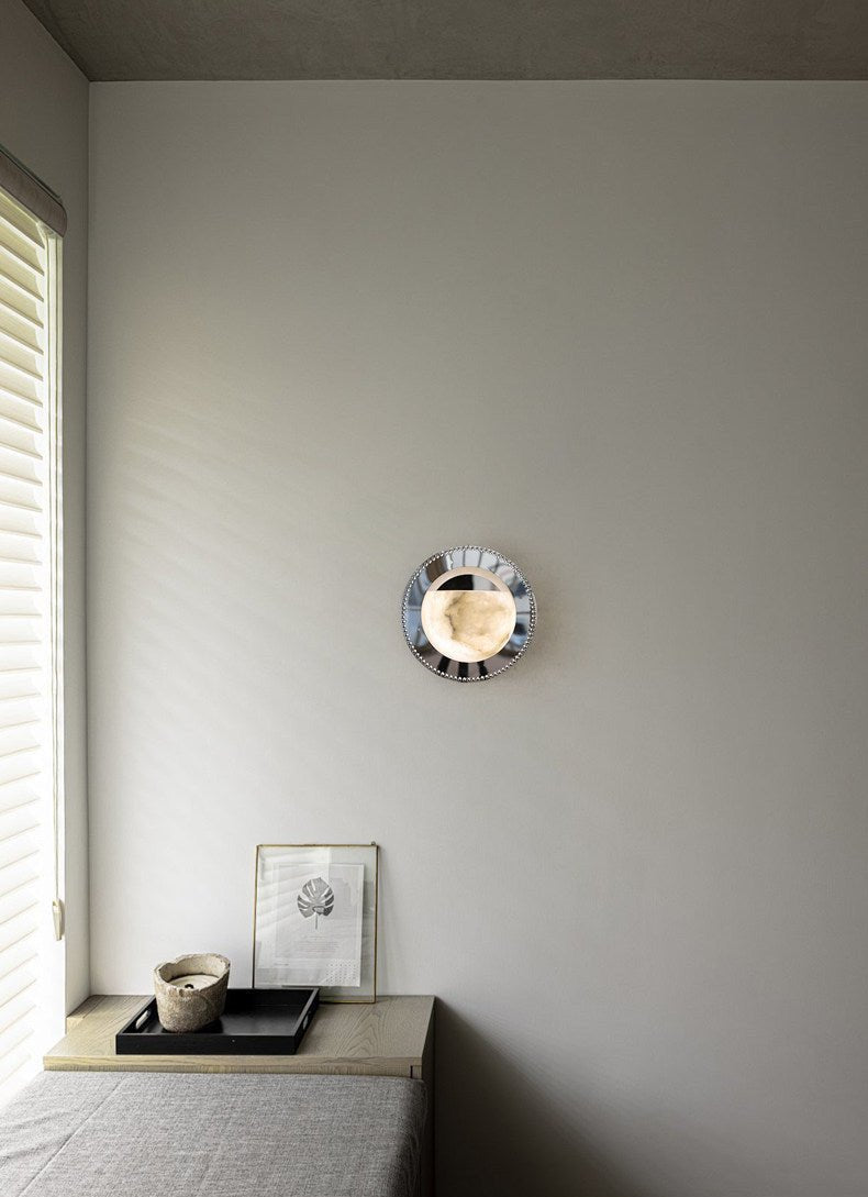Orbit Pearl Alabaster Wall Light-Neutral Decor