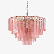 Aurora Chandelier Pink Murano Glass Layered Vintage Luxury-Neutral Decor