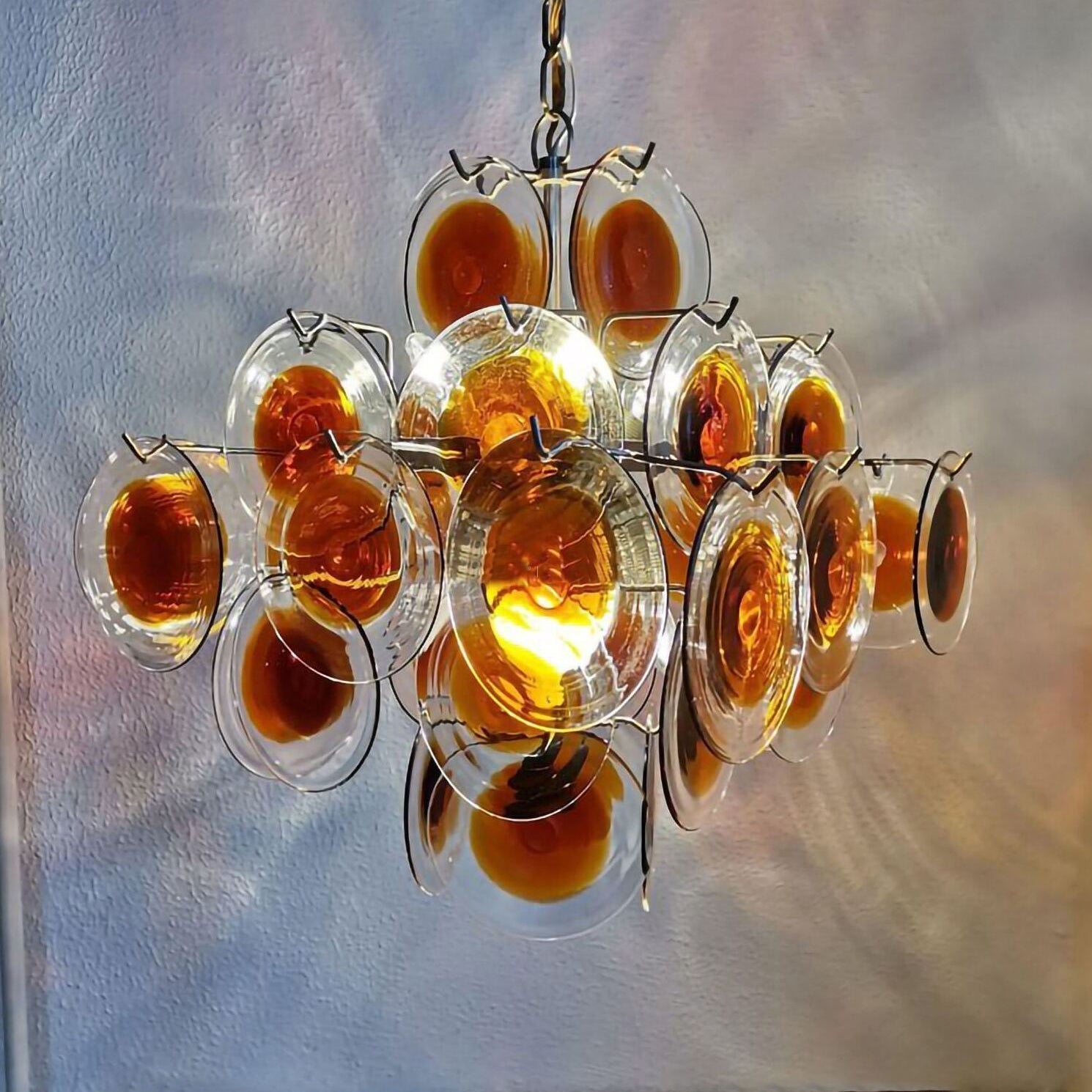 Eovela Chandelier Murano Glass Disc Mid Century-Neutral Decor