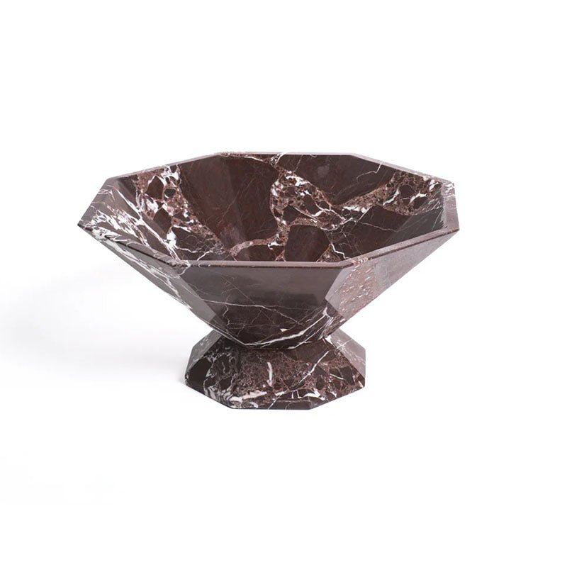 Facet Pedestal Bowl Storage Tray-Neutral Decor