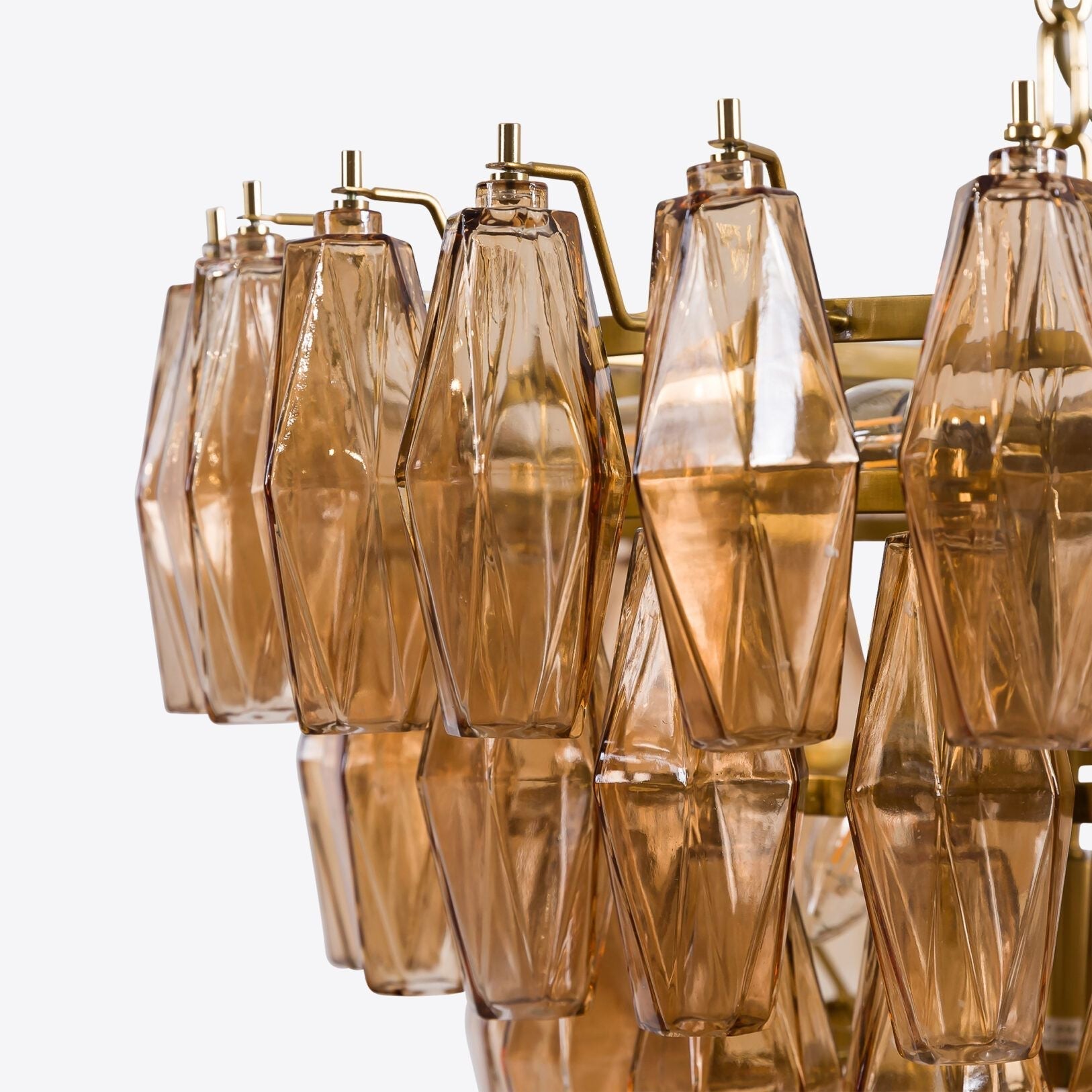 Aurora Chandelier Pink Faceted Glass Layered Vintage-Neutral Decor