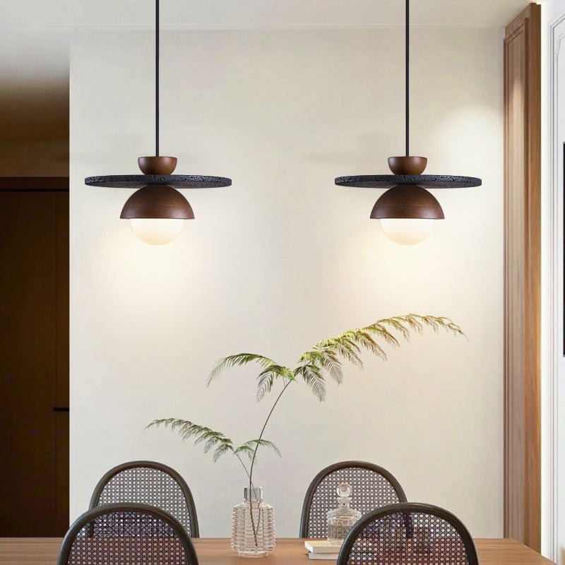 Ezra Orbit Black Travertine Pendant Lamp-Neutral Decor
