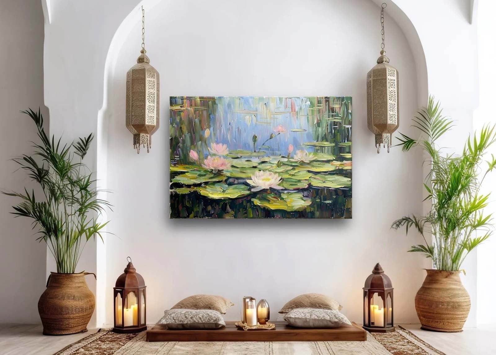 Wall Art Landscape Gradient Floral Lotus Serene - Neutralighting