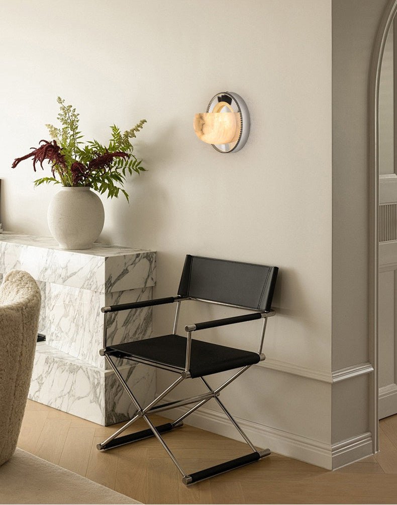 Orbit Pearl Alabaster Wall Light-Neutral Decor