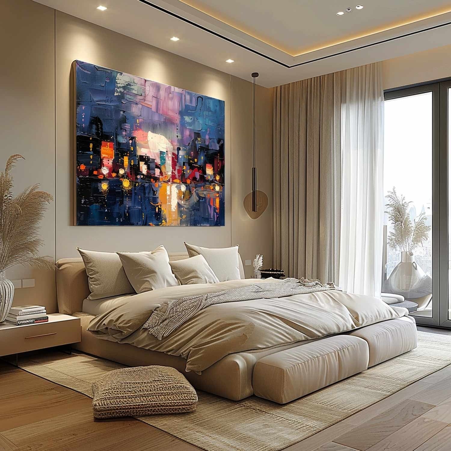 Wall Art Colorful Abstract Night Cityscape Modern - Neutralighting