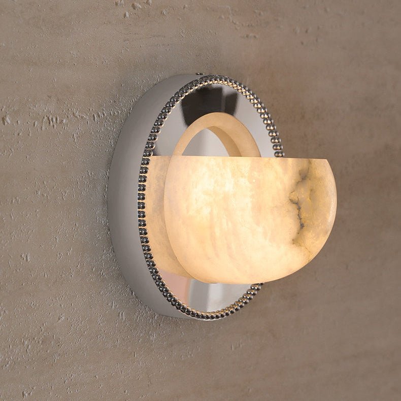 Orbit Pearl Alabaster Wall Light-Neutral Decor