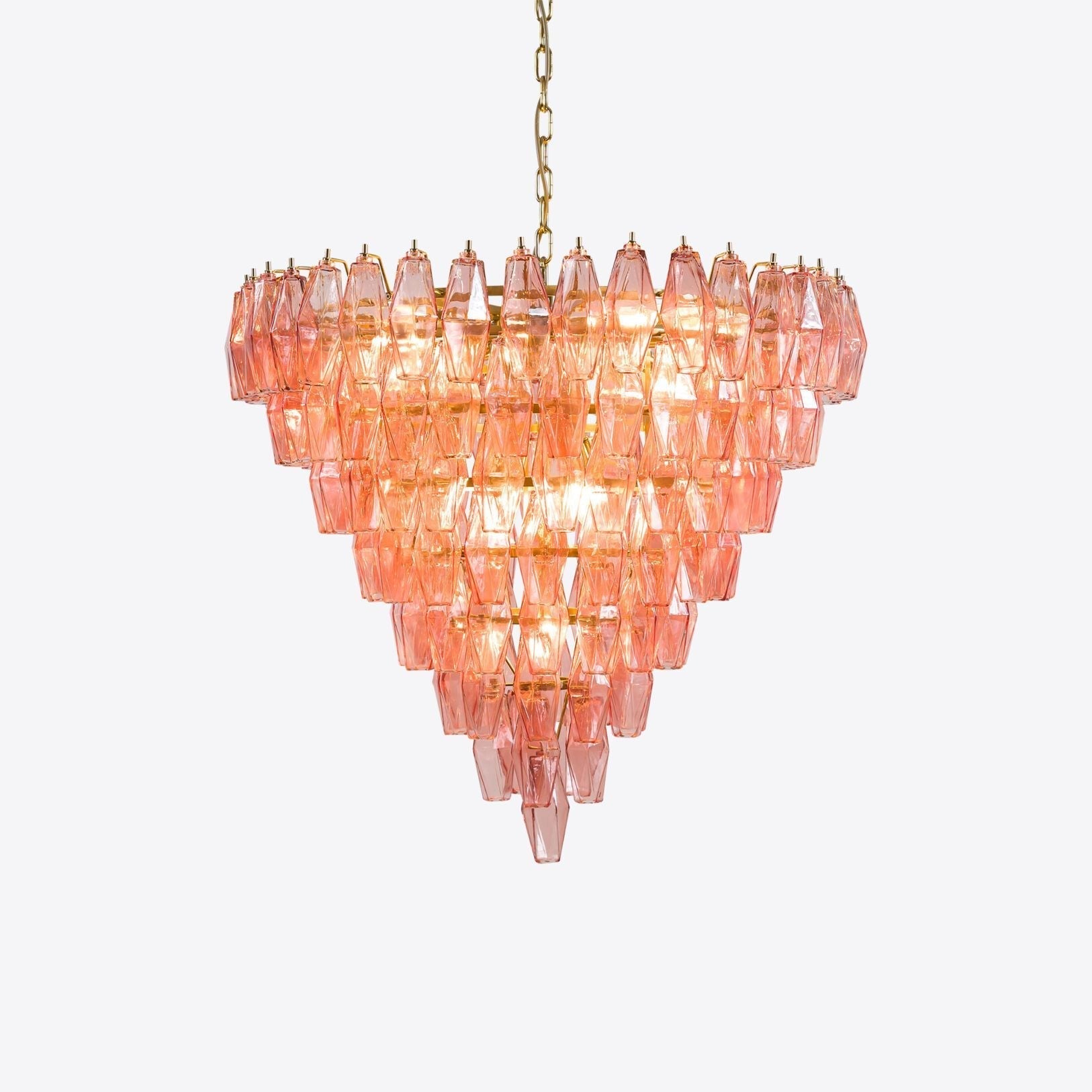 Aurora Chandelier Pink Faceted Glass Layered Vintage-Neutral Decor