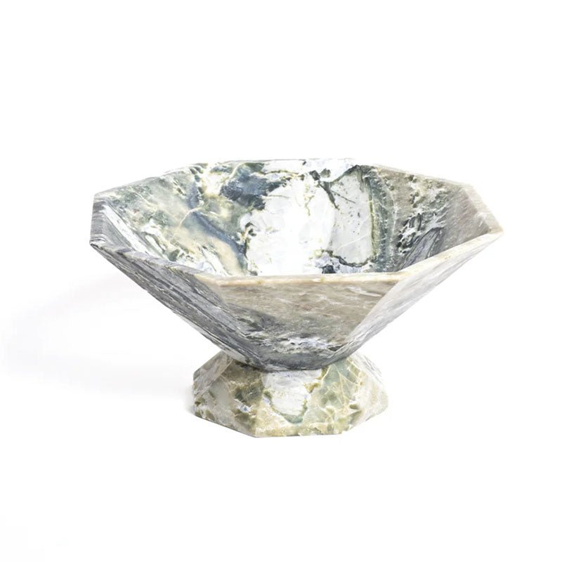 Facet Pedestal Bowl Storage Tray-Neutral Decor