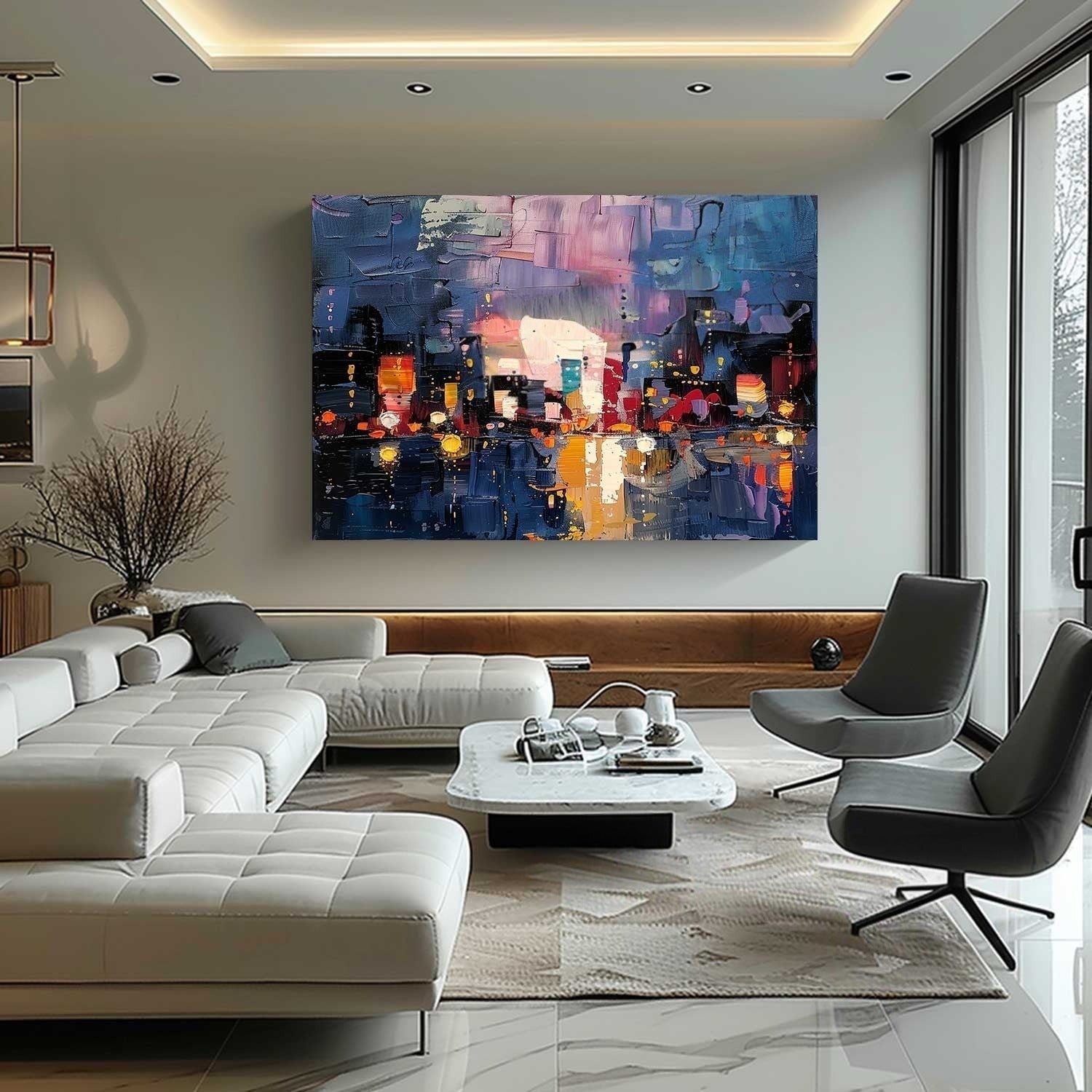 Wall Art Colorful Abstract Night Cityscape Modern - Neutralighting
