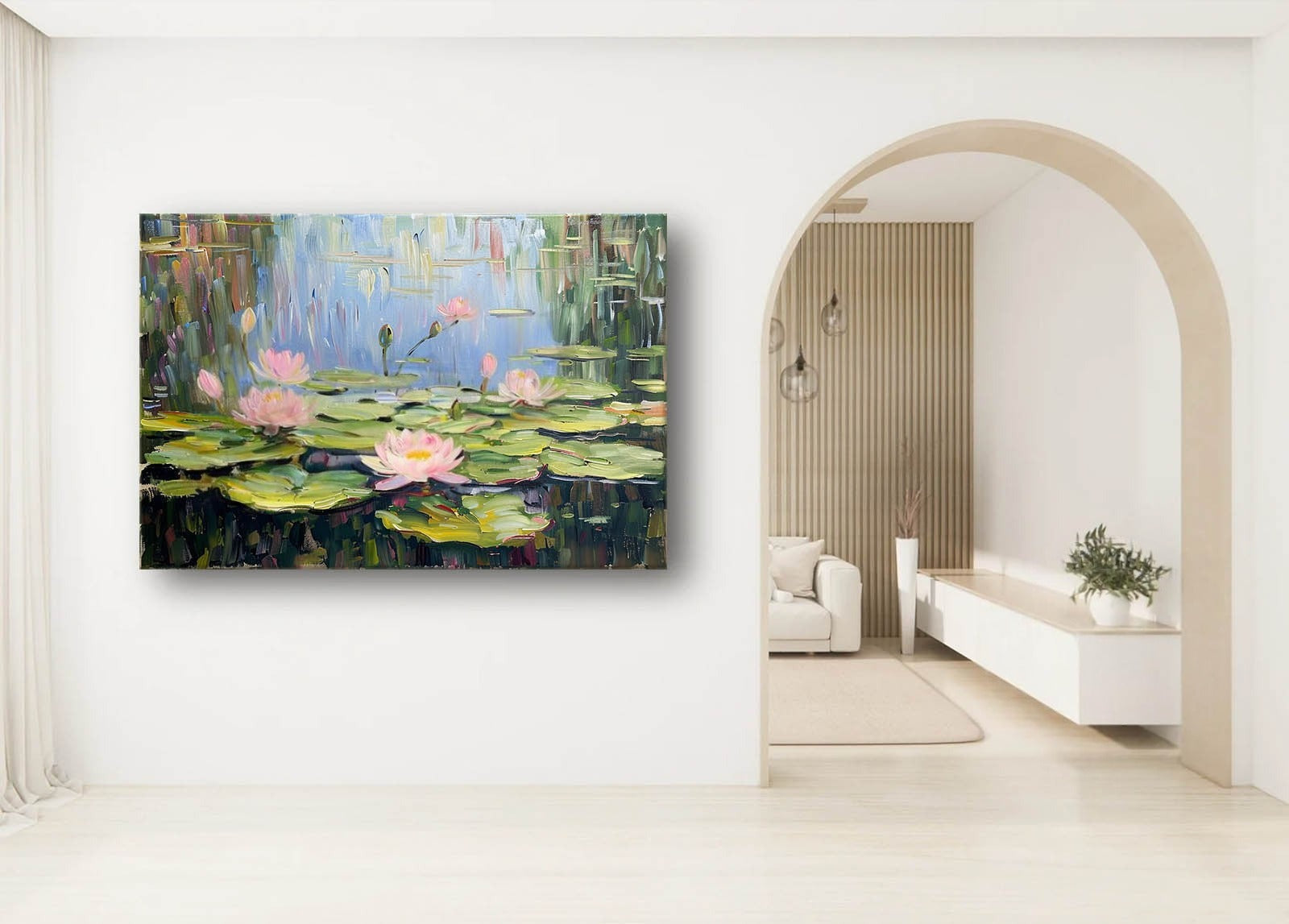 Wall Art Landscape Gradient Floral Lotus Serene - Neutralighting