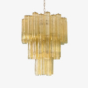 Aurora Chandelier Yellow Glass Tube Tiered Warm-Neutral Decor