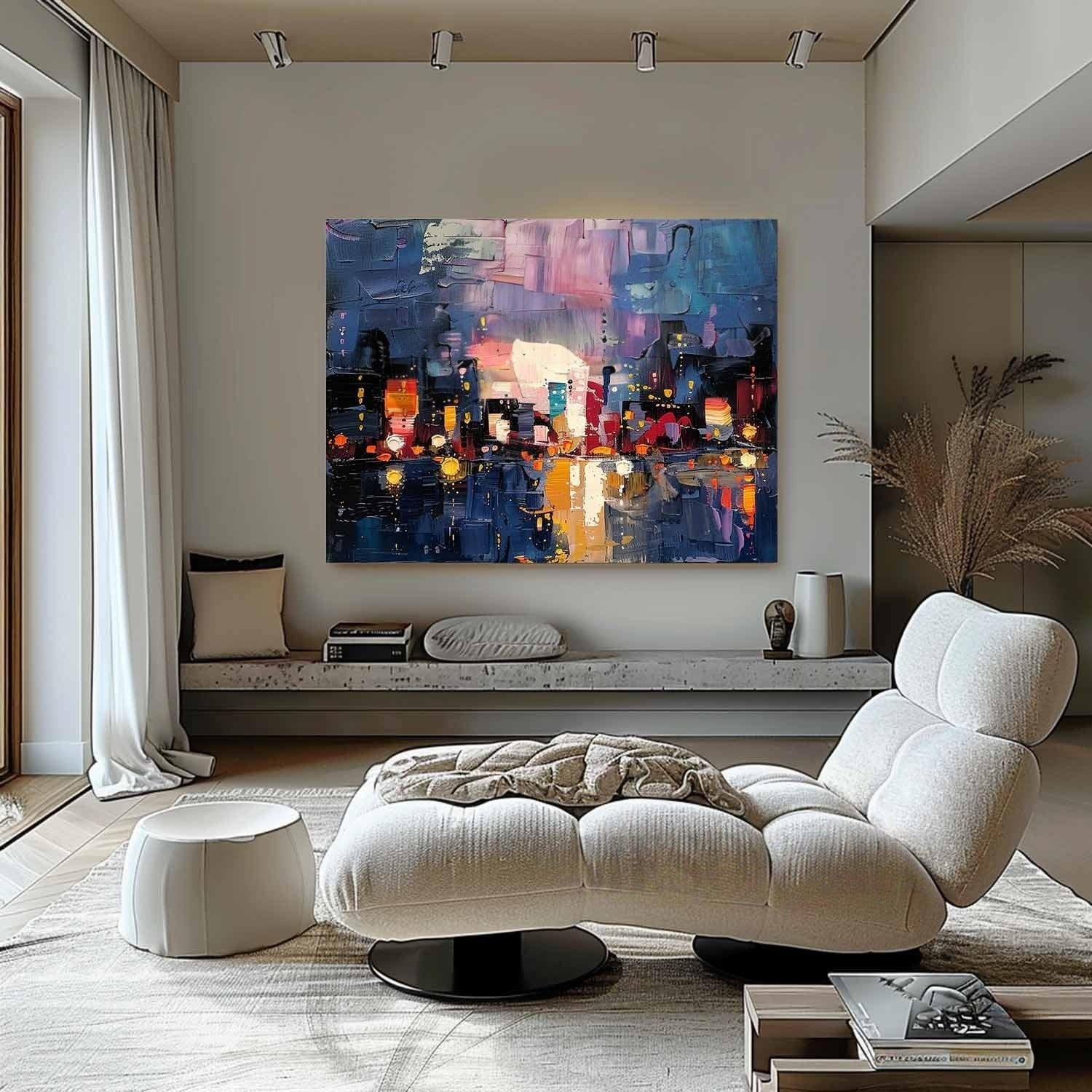 Wall Art Colorful Abstract Night Cityscape Modern - Neutralighting