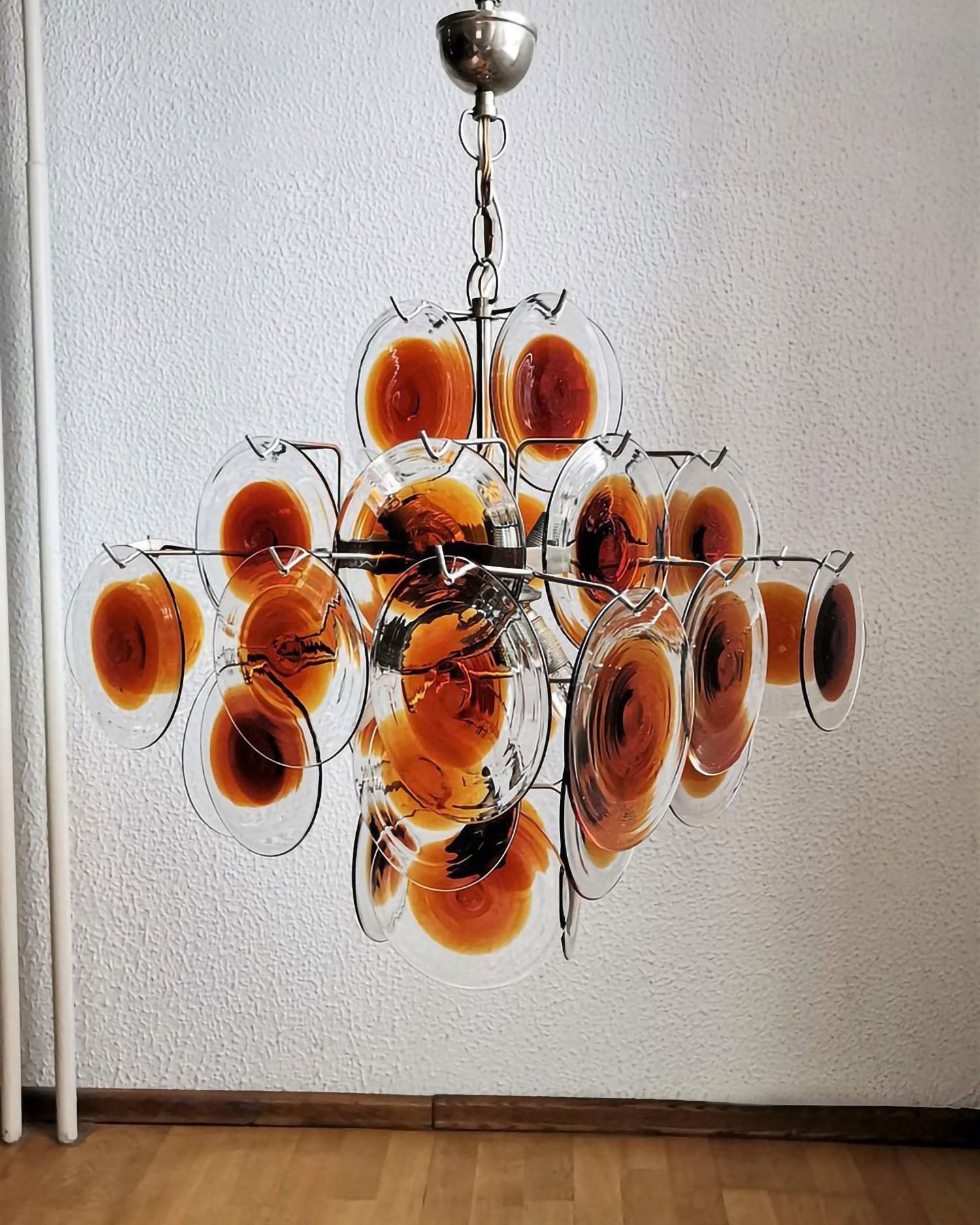 Eovela Chandelier Murano Glass Disc Mid Century-Neutral Decor