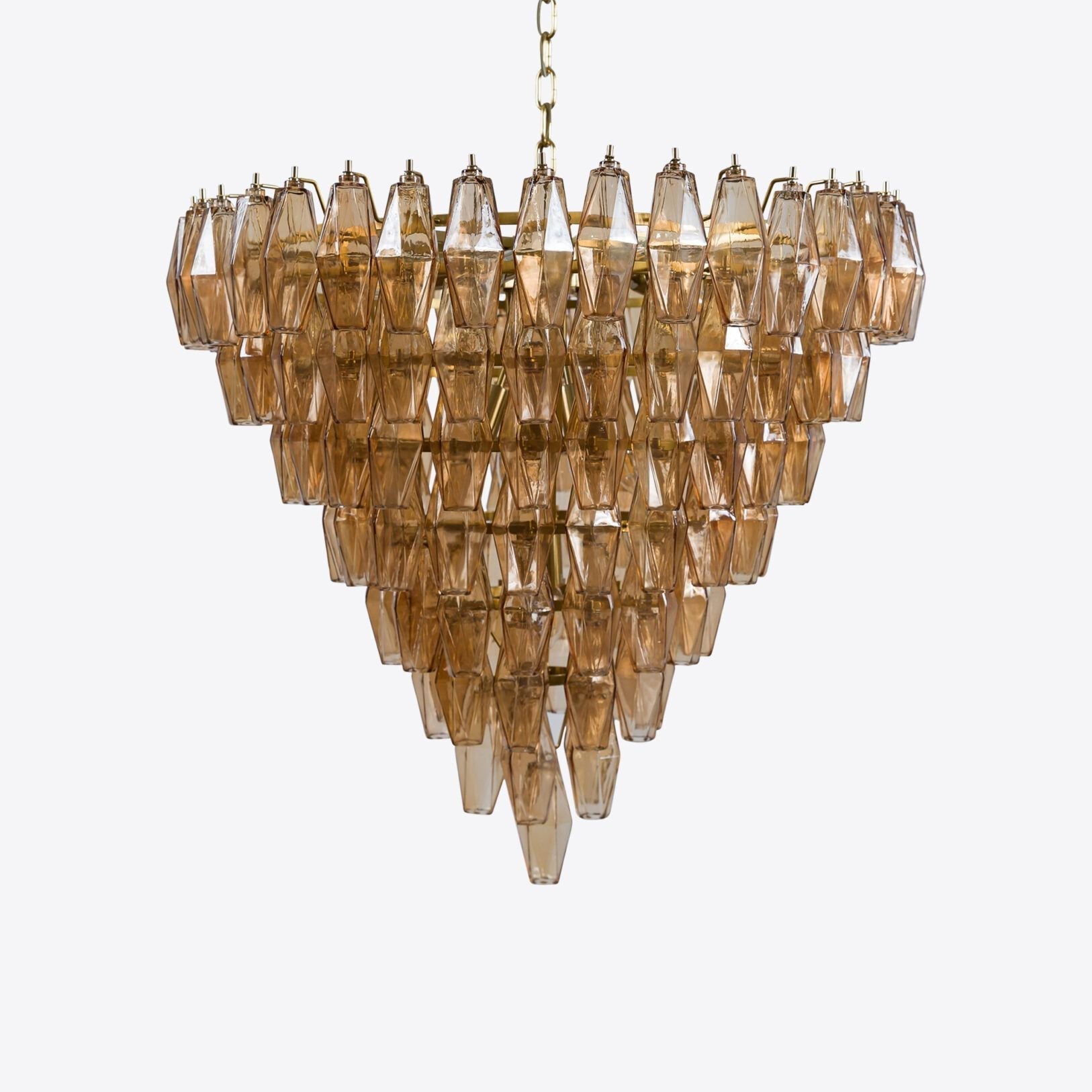 Aurora Chandelier Pink Faceted Glass Layered Vintage-Neutral Decor