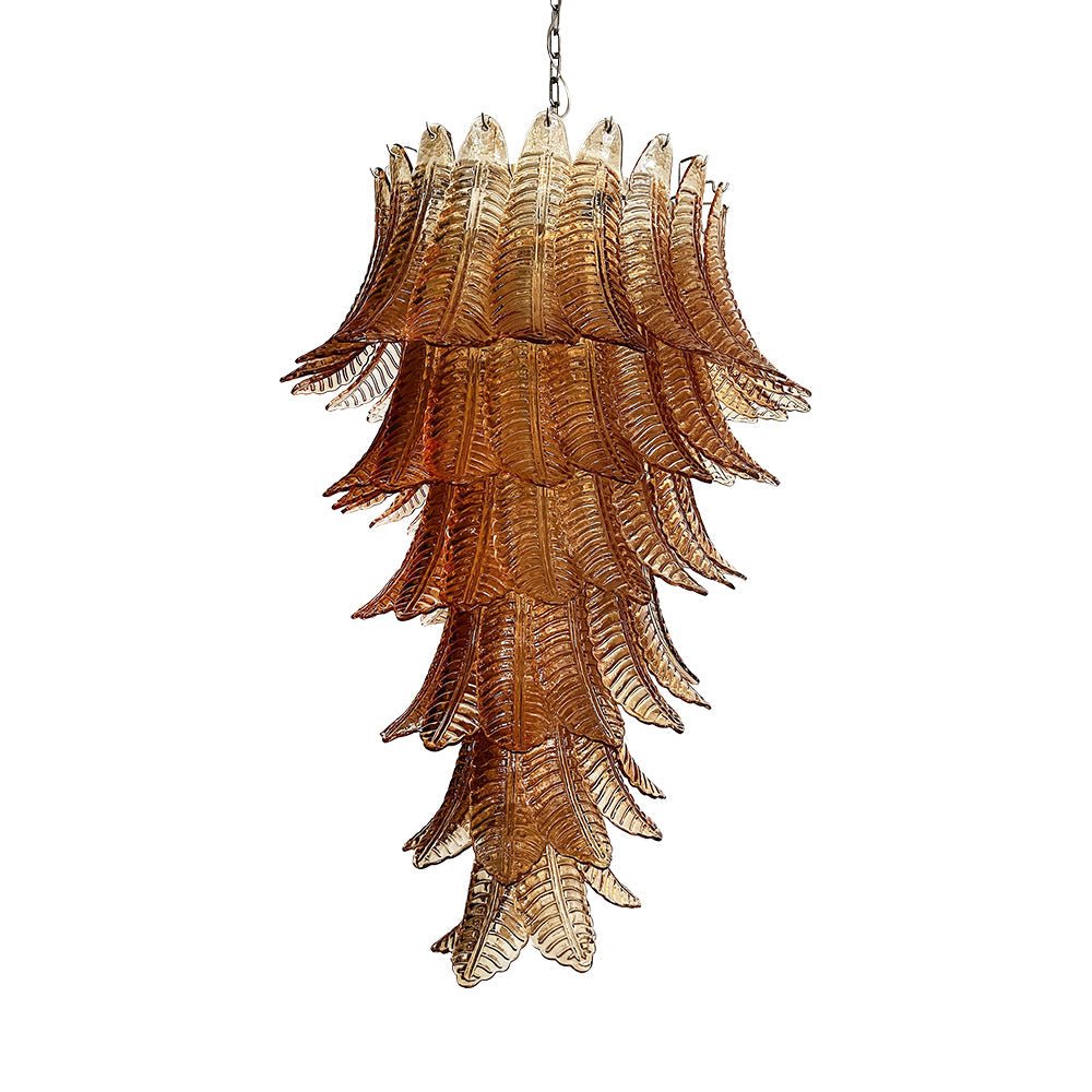 Aurora Chandelier Amber Glass Leaf Layered Statement Artistic-Neutral Decor