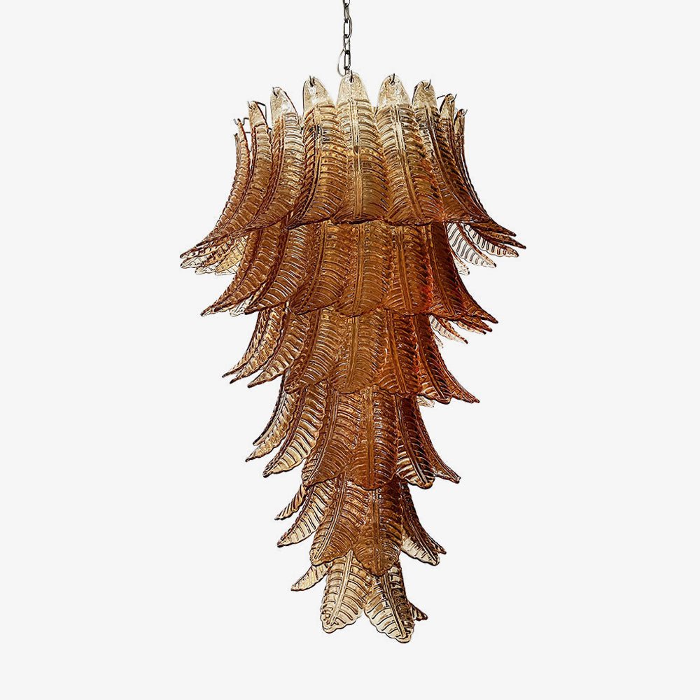 Aurora Chandelier Amber Glass Leaf Layered Statement Artistic-Neutral Decor