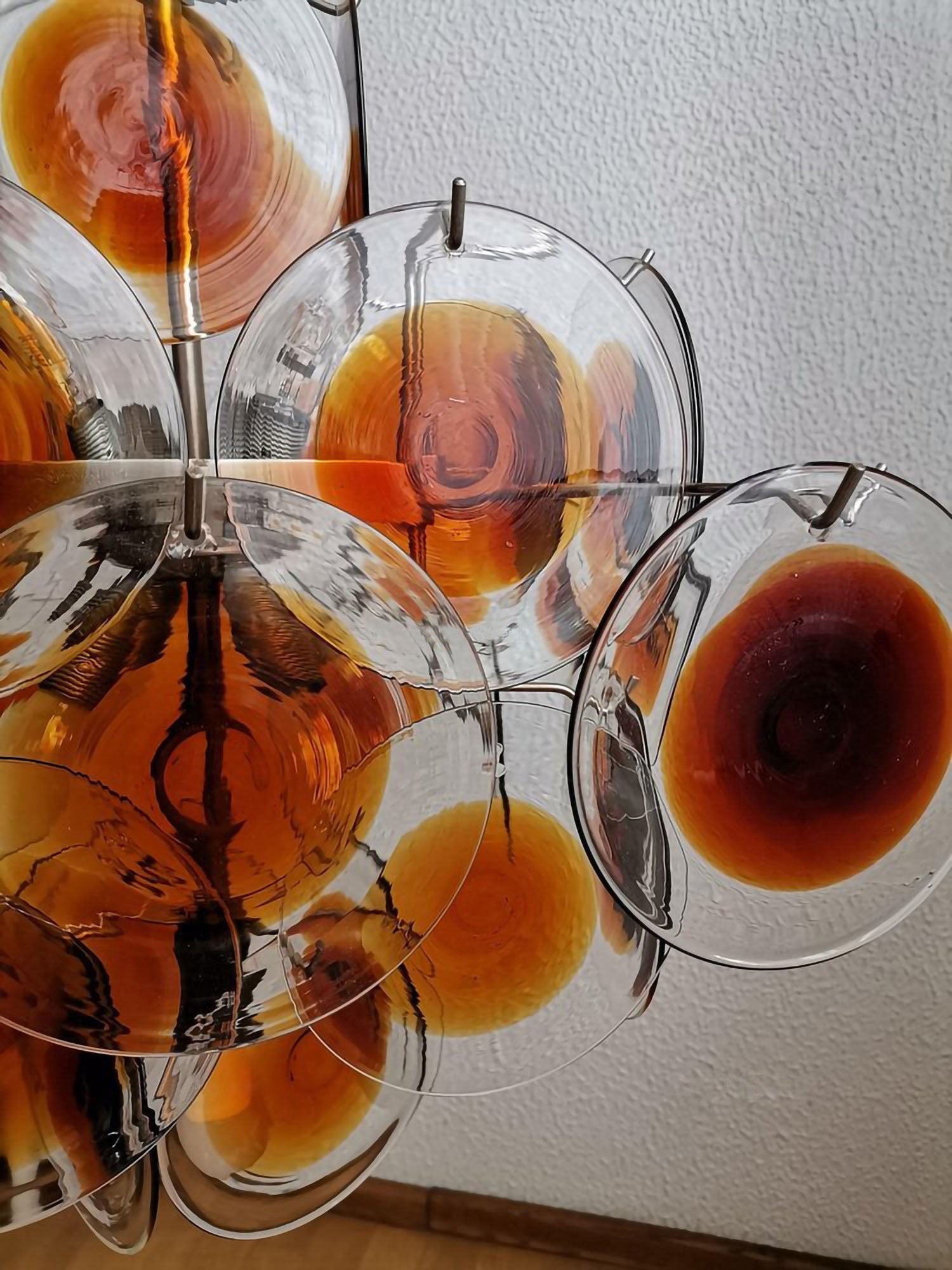 Eovela Chandelier Murano Glass Disc Mid Century-Neutral Decor