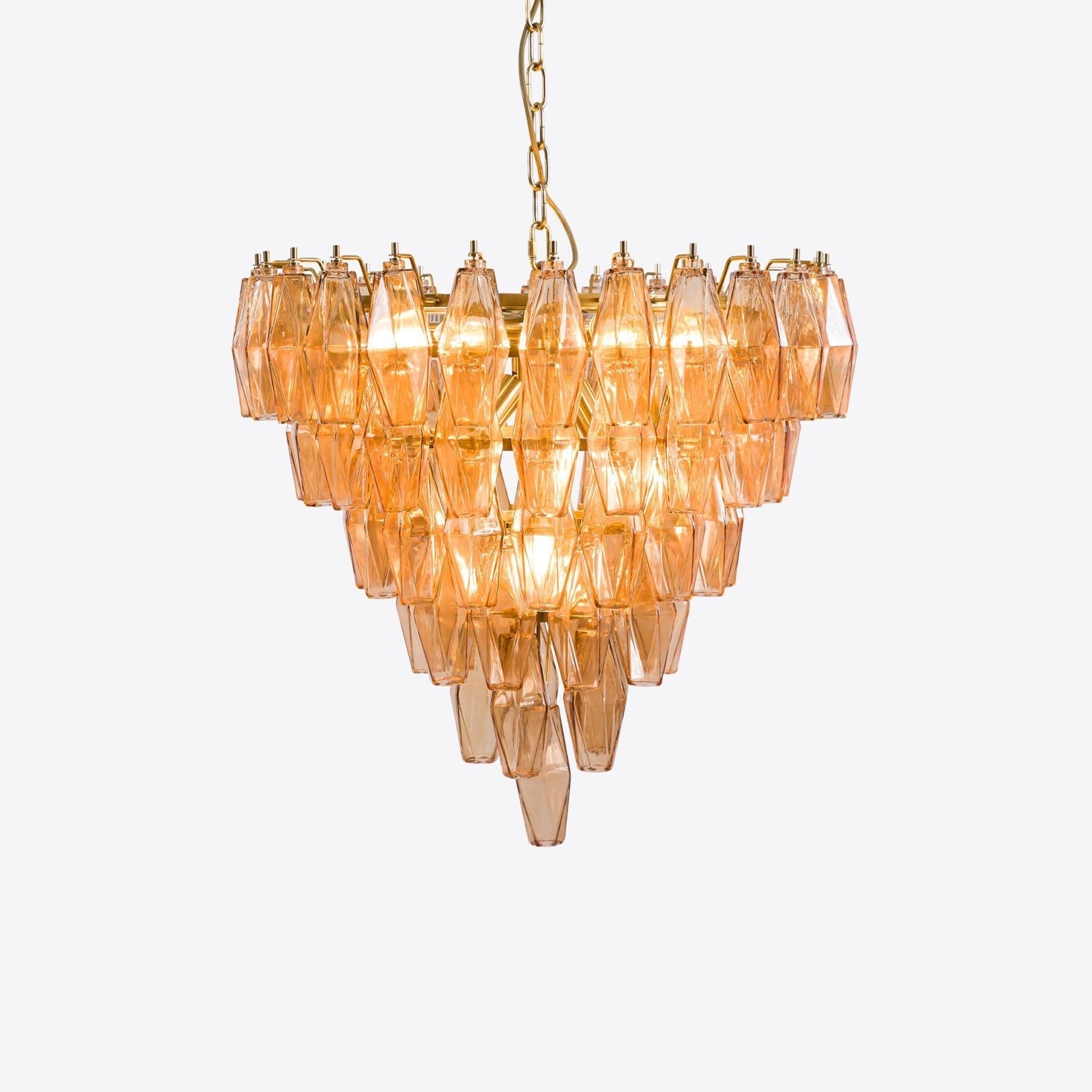 Aurora Chandelier Pink Faceted Glass Layered Vintage-Neutral Decor