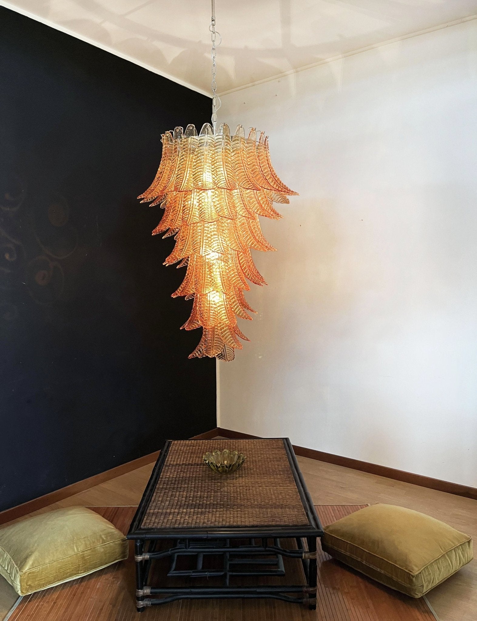 Aurora Chandelier Amber Glass Leaf Layered Statement Artistic-Neutral Decor