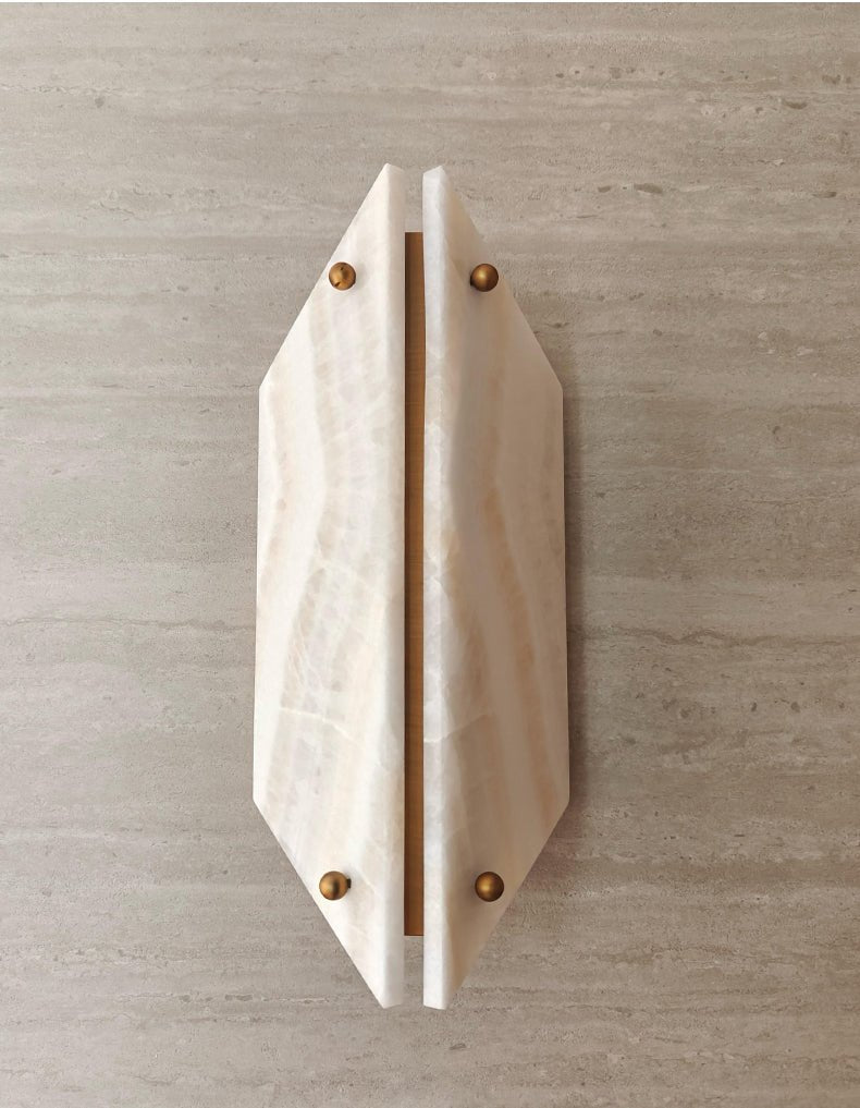 Zynx Modern White Alabaste Crest Wall Lamp-Neutral Decor