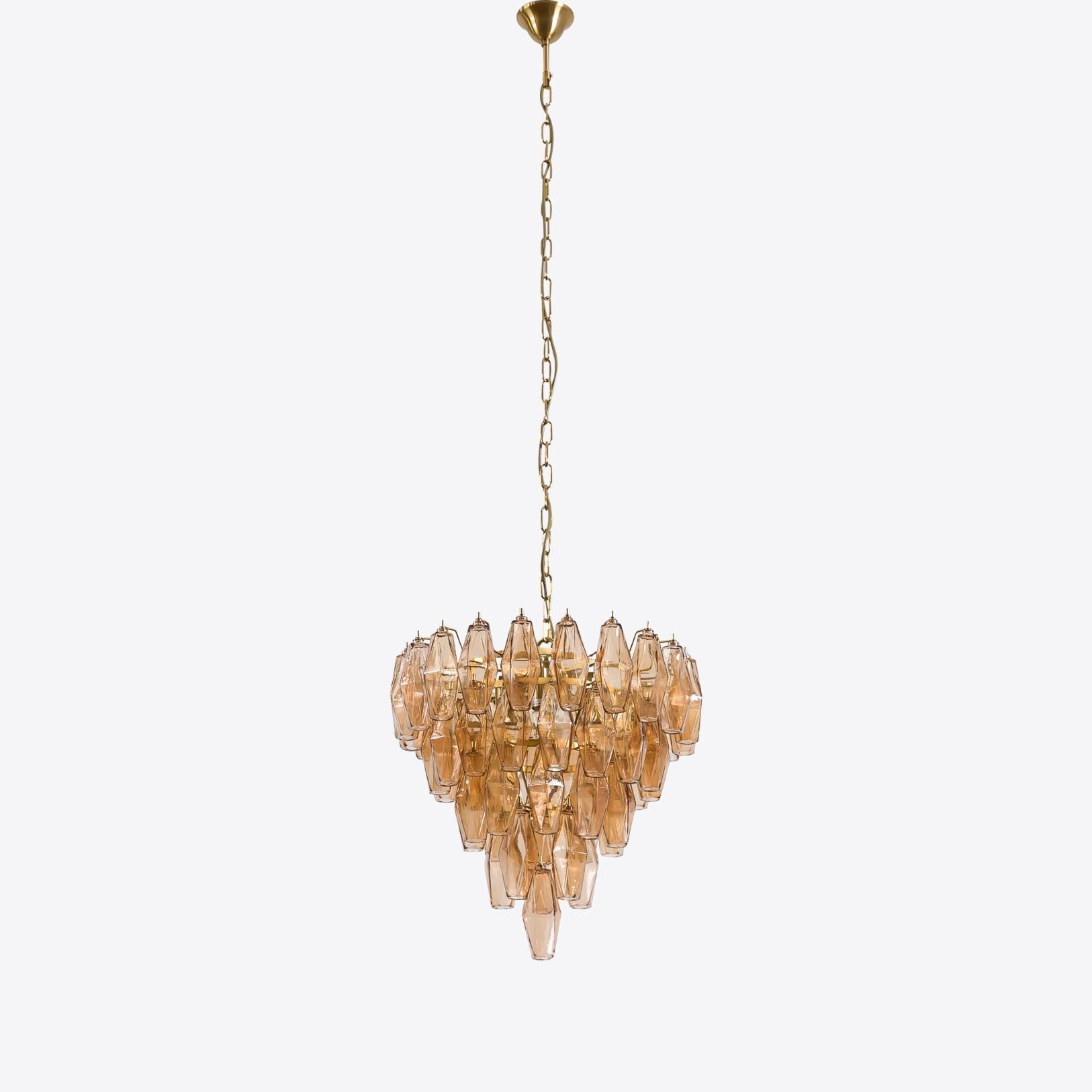 Aurora Chandelier Pink Faceted Glass Layered Vintage-Neutral Decor