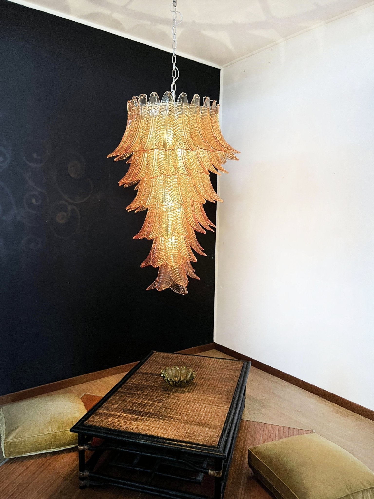 Aurora Chandelier Amber Glass Leaf Layered Statement Artistic-Neutral Decor