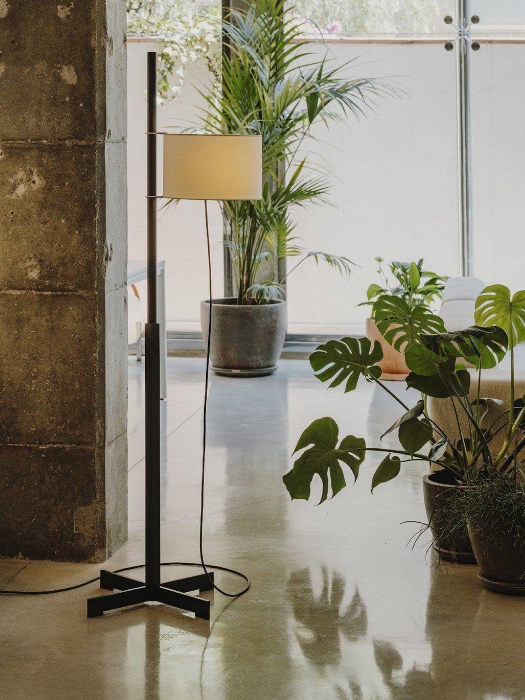 Jex Wood Fabric Floor Lamp-Neutral Decor