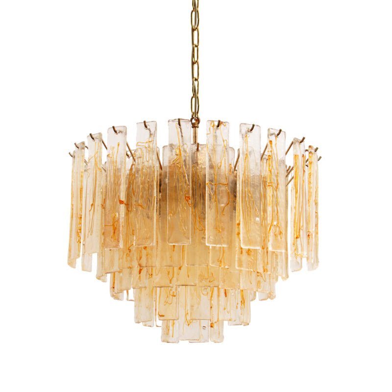 Aurora Chandelier Golden Amber Glass Layered Geometric Luxury-Neutral Decor