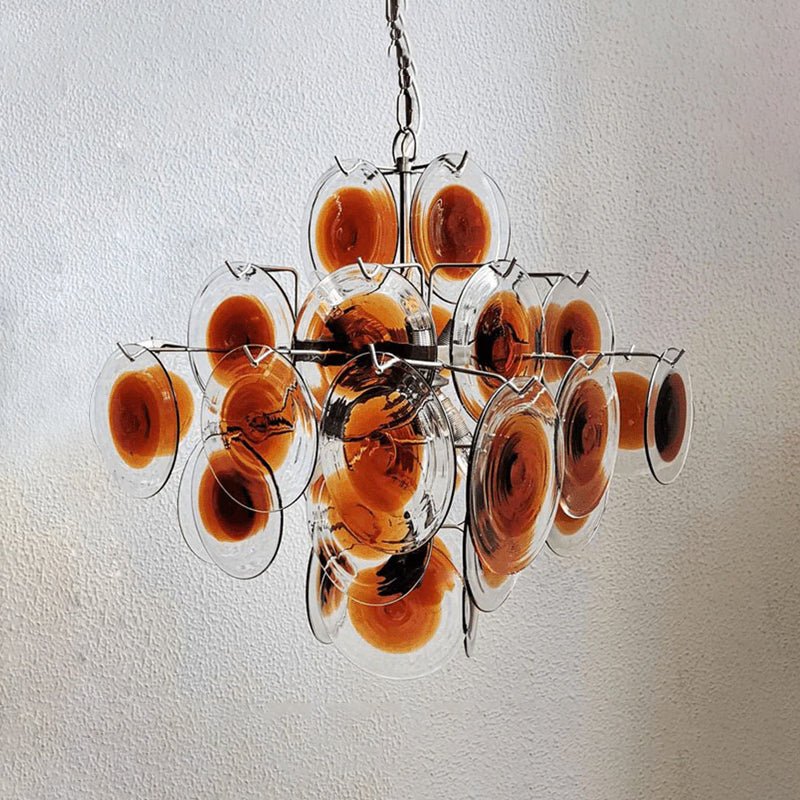 Eovela Chandelier Murano Glass Disc Mid Century-Neutral Decor