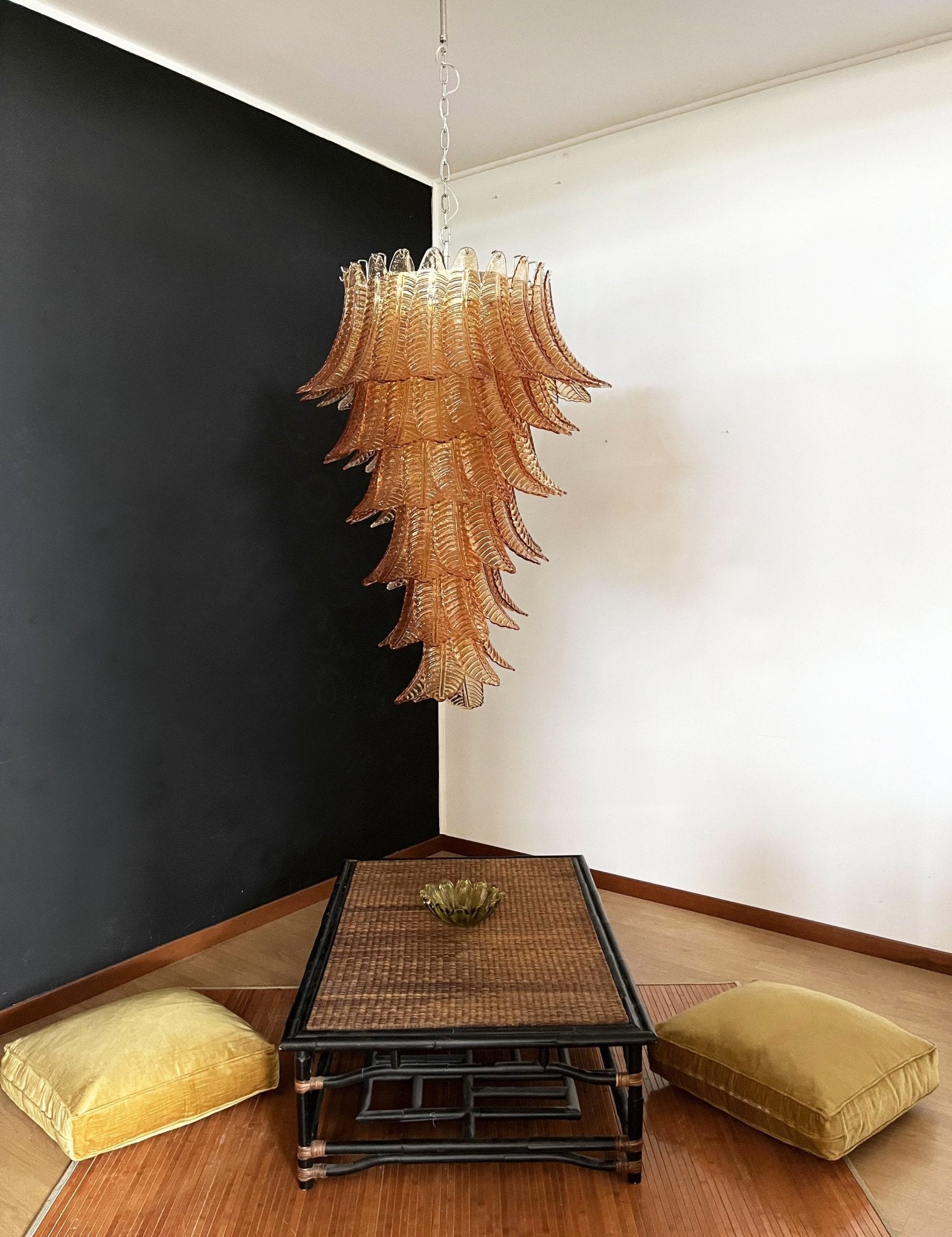 Aurora Chandelier Amber Glass Leaf Layered Statement Artistic-Neutral Decor