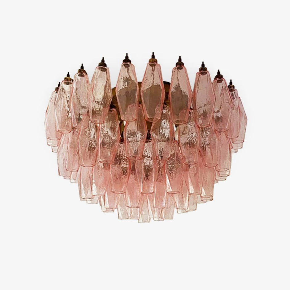 Aurora Ceiling Lamp Pink Rhombus Glass Layered Vintage Elegance-Neutral Decor