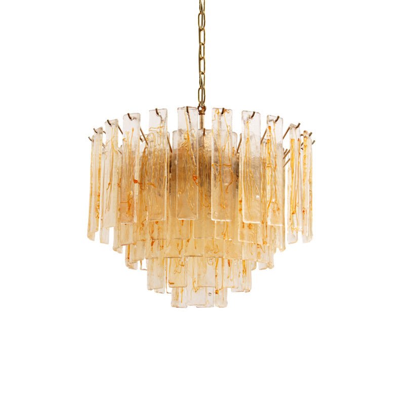 Aurora Chandelier Golden Amber Glass Layered Geometric Luxury-Neutral Decor