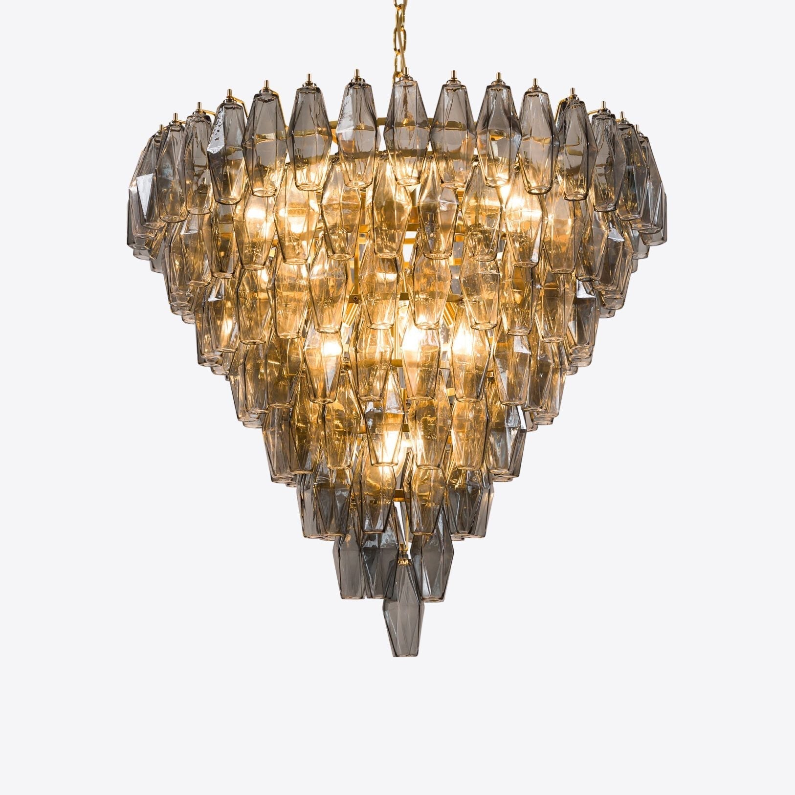 Aurora Chandelier Pink Faceted Glass Layered Vintage-Neutral Decor