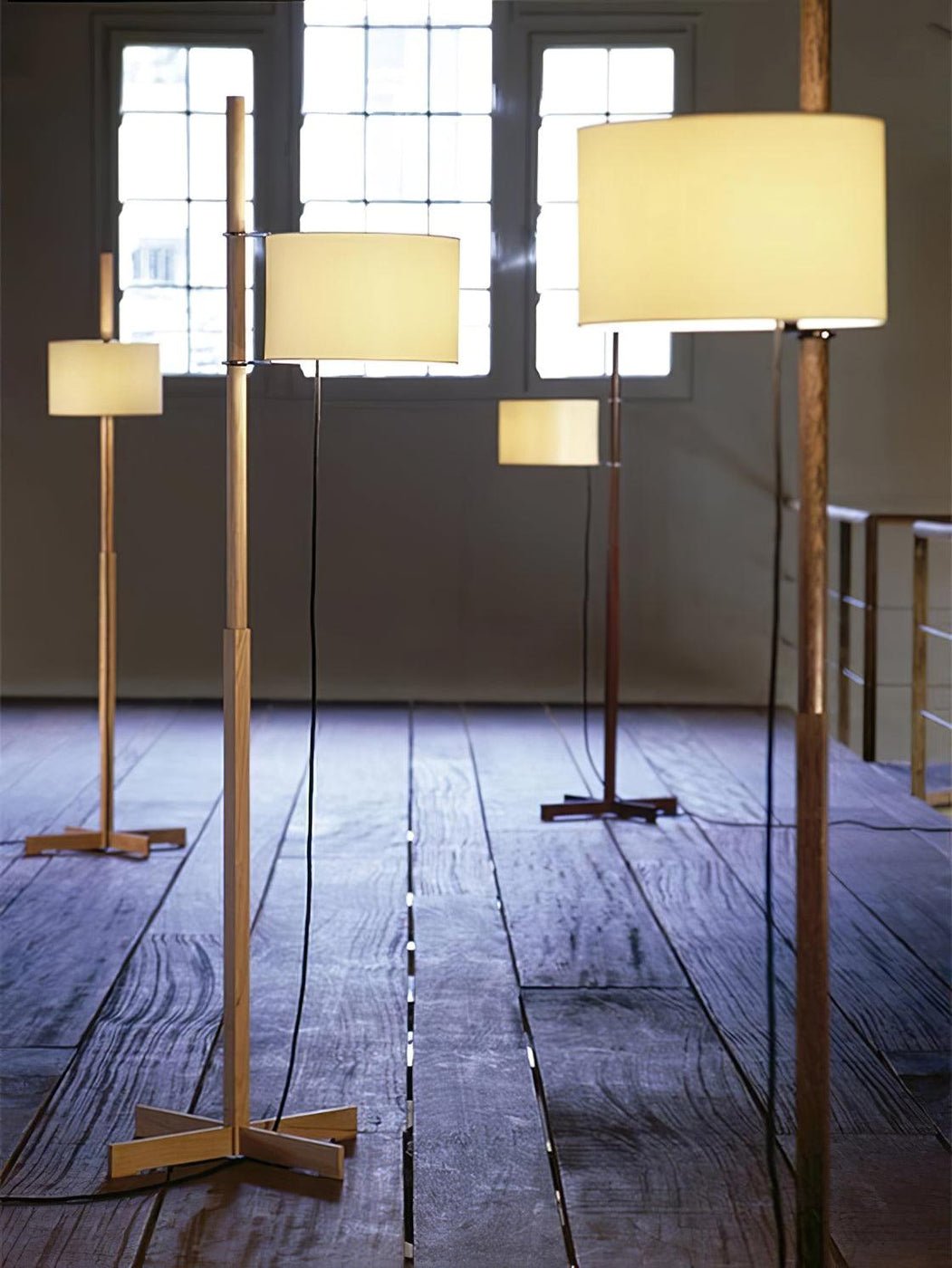 Jex Wood Fabric Floor Lamp-Neutral Decor