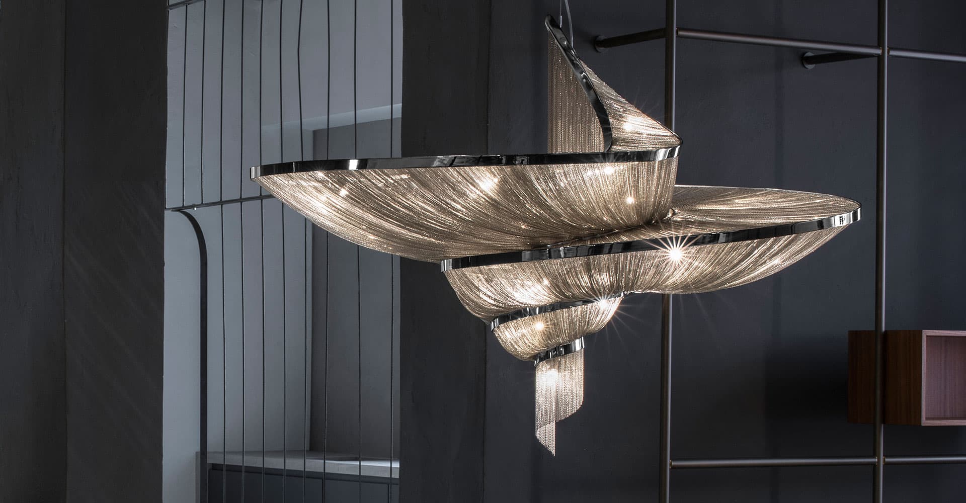 Spiral Elegance Chain Chandelier-Neutral Decor