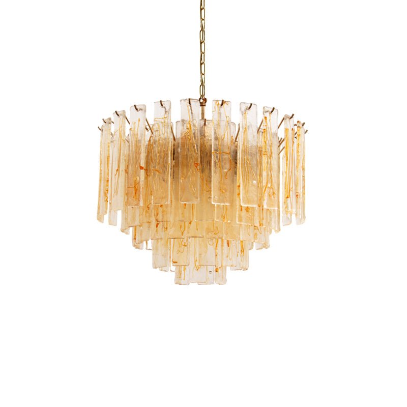 Aurora Chandelier Golden Amber Glass Layered Geometric Luxury-Neutral Decor
